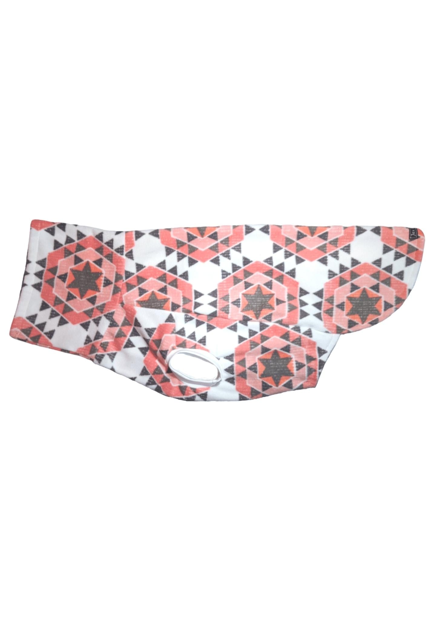 Aztec Hexagon Fleece Dog Sweater – Pullover in Pink or Purple