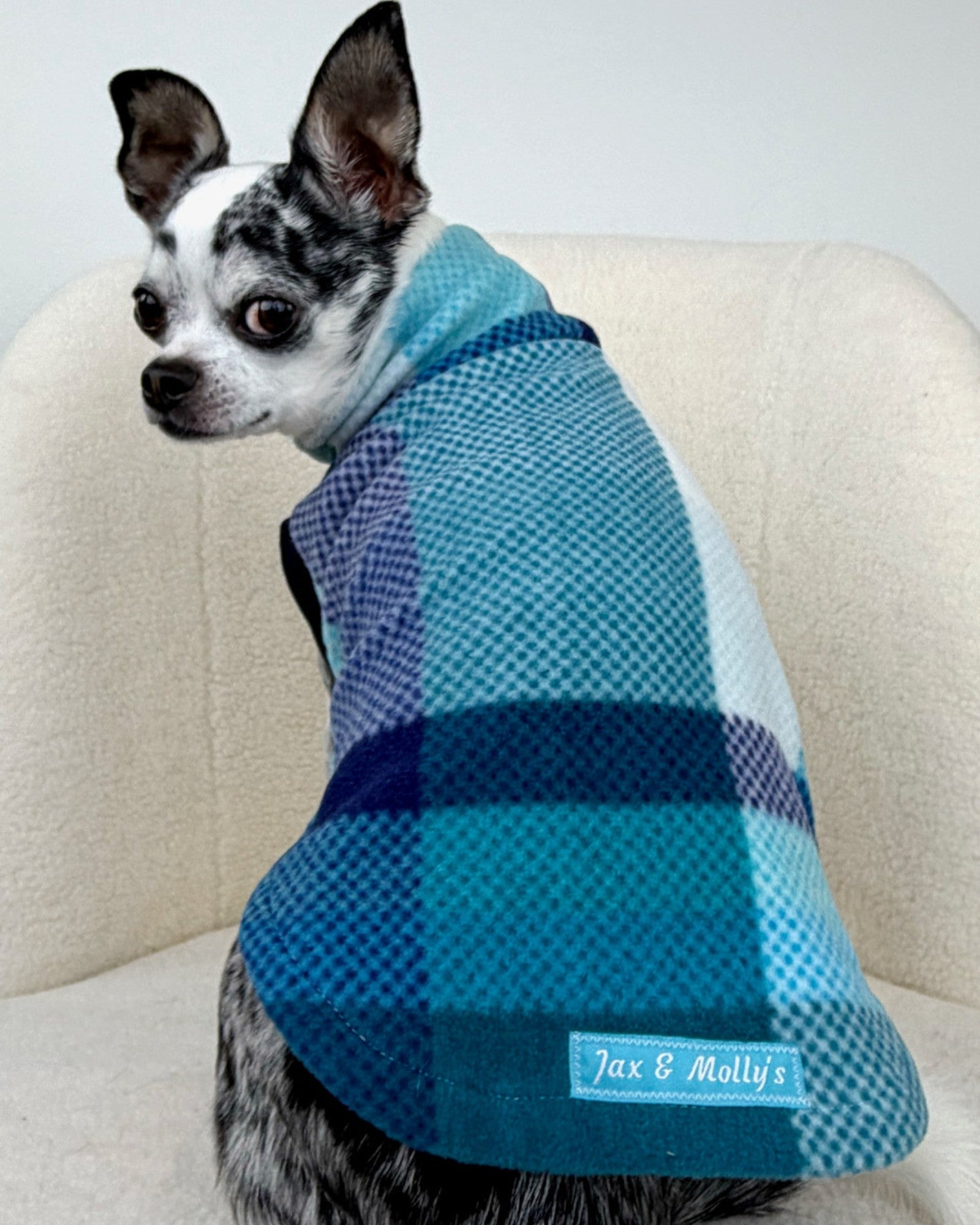 Baby Blue Plaid Dog Sweater
